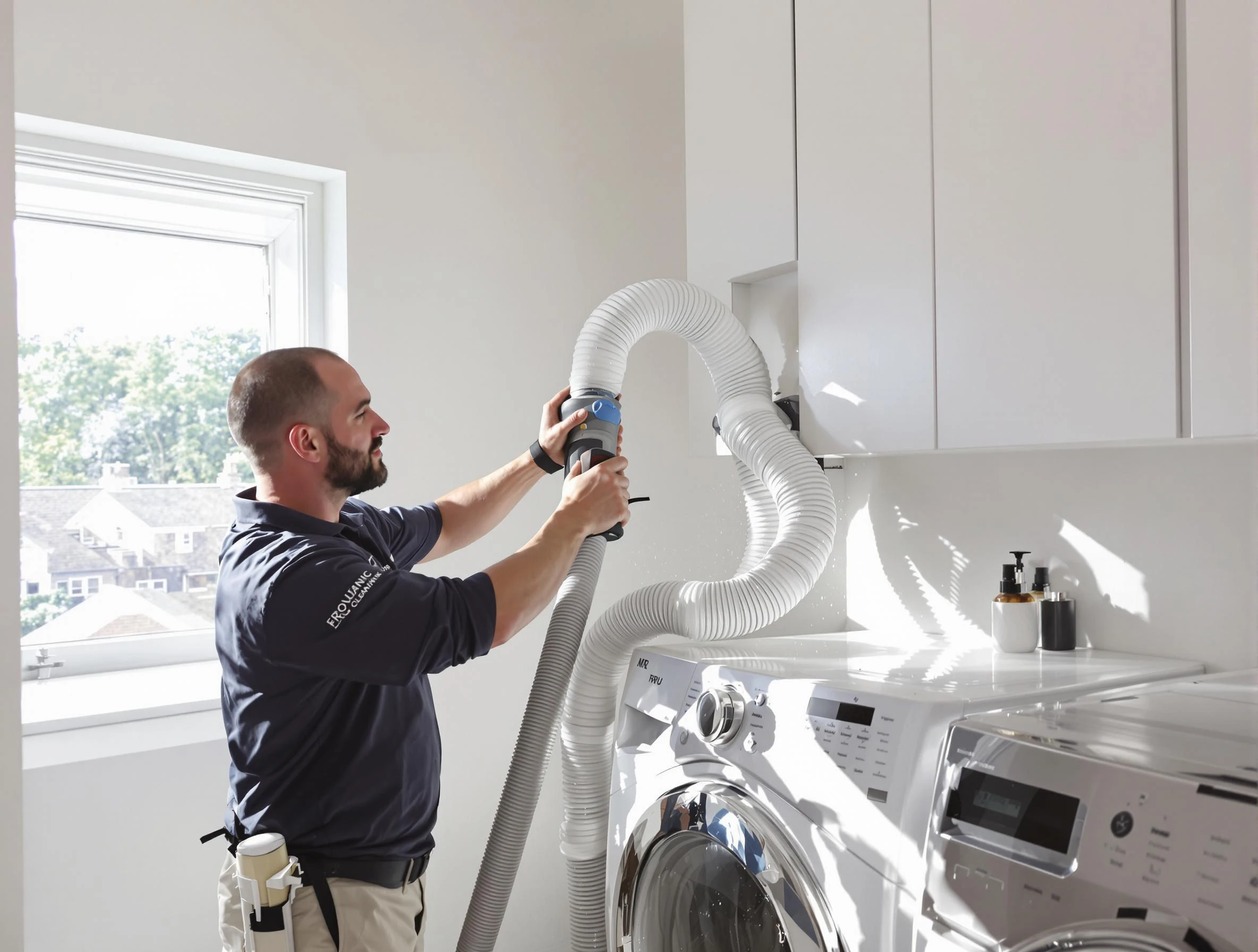 Certified North Valley Dryer Vent Cleaning technician performing dryer vent cleaning in North Valley