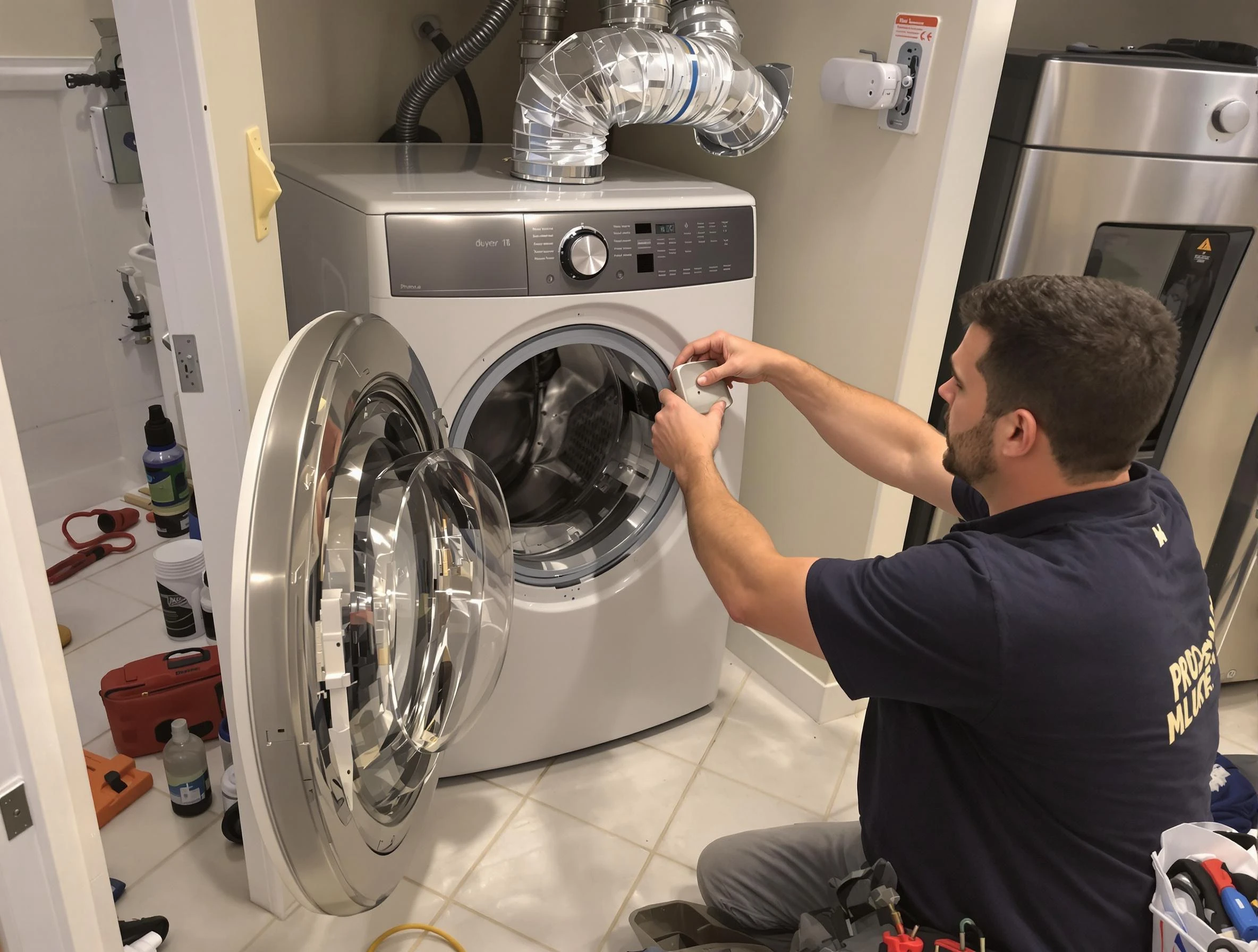 North Valley Dryer Vent Cleaning technician performing precise dryer vent hose installation in North Valley