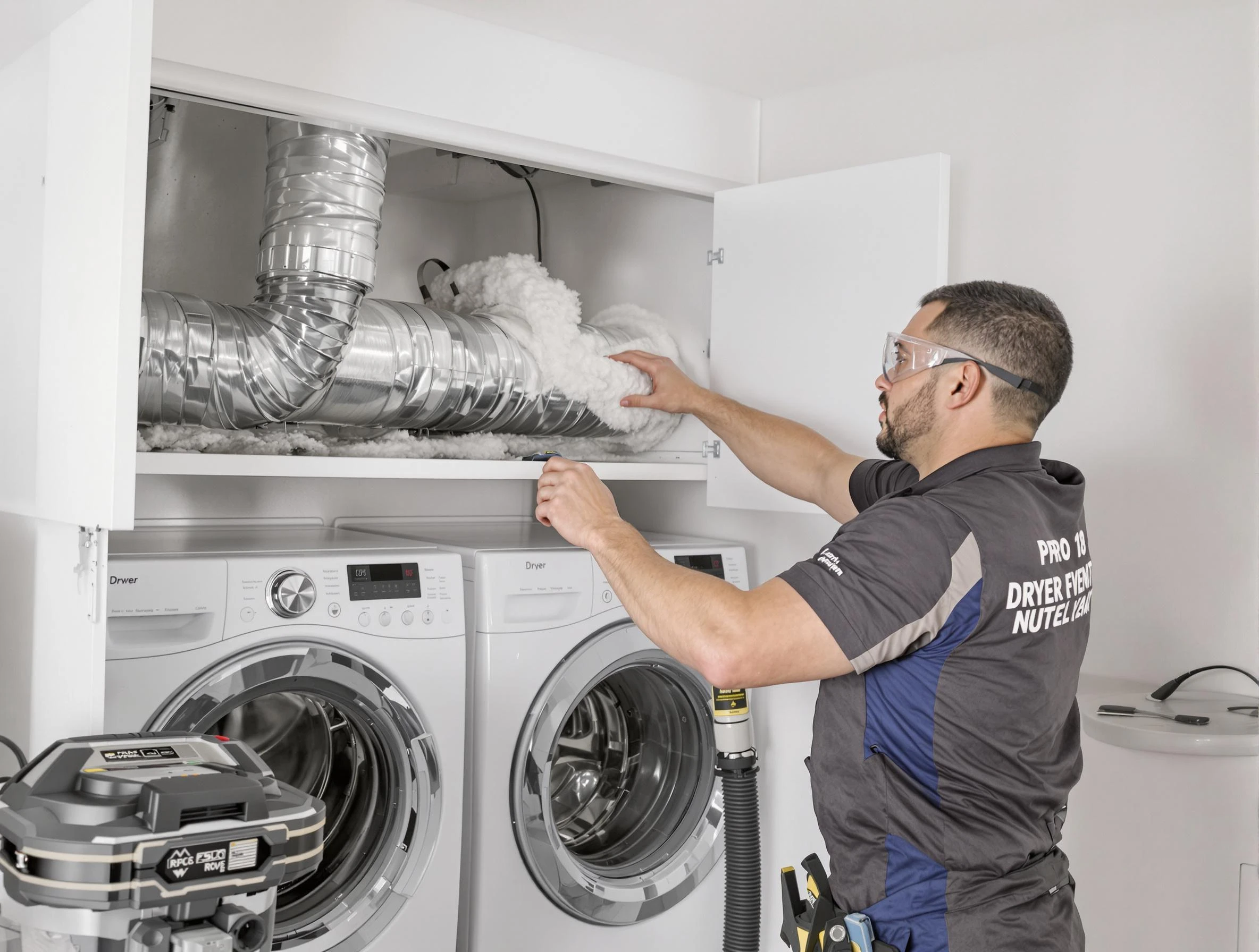 North Valley Dryer Vent Cleaning certified technician performing specialized gas dryer vent cleaning in North Valley